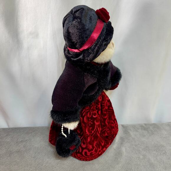 Mariska Teddy Bear Plush Toy VTG Russ Berrie Velvet Outfit Black Dark Red 13" - Picture 4 of 5